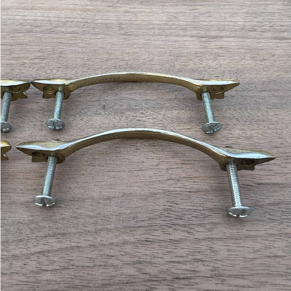 Vintage‎ Allison French Provincial Drawer Pulls Lot of 4 Center White On Brass - Picture 7 of 8